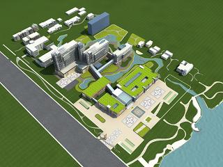 综合医院 现代建筑 鸟瞰规划