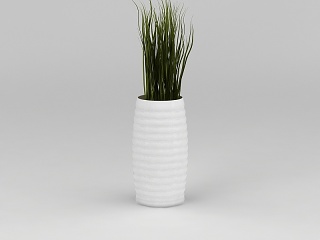 白色花瓶绿植模型