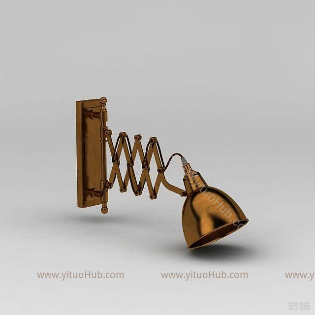 金色复古工业风壁灯模型