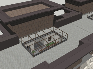 新中式屋顶花园SU模型