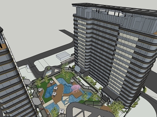 现代小区建筑SU模型