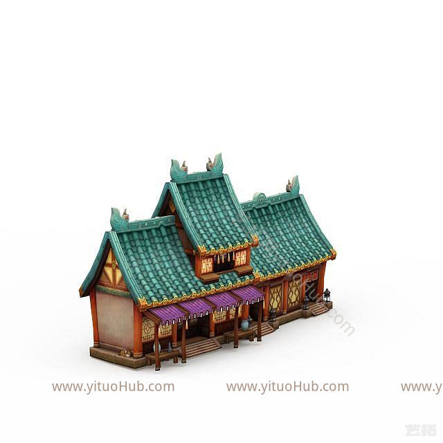 现代古代游戏场景房屋模型