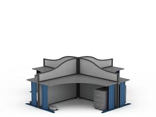 现代办公桌模型