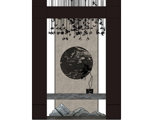 新中式玄关，吊灯 