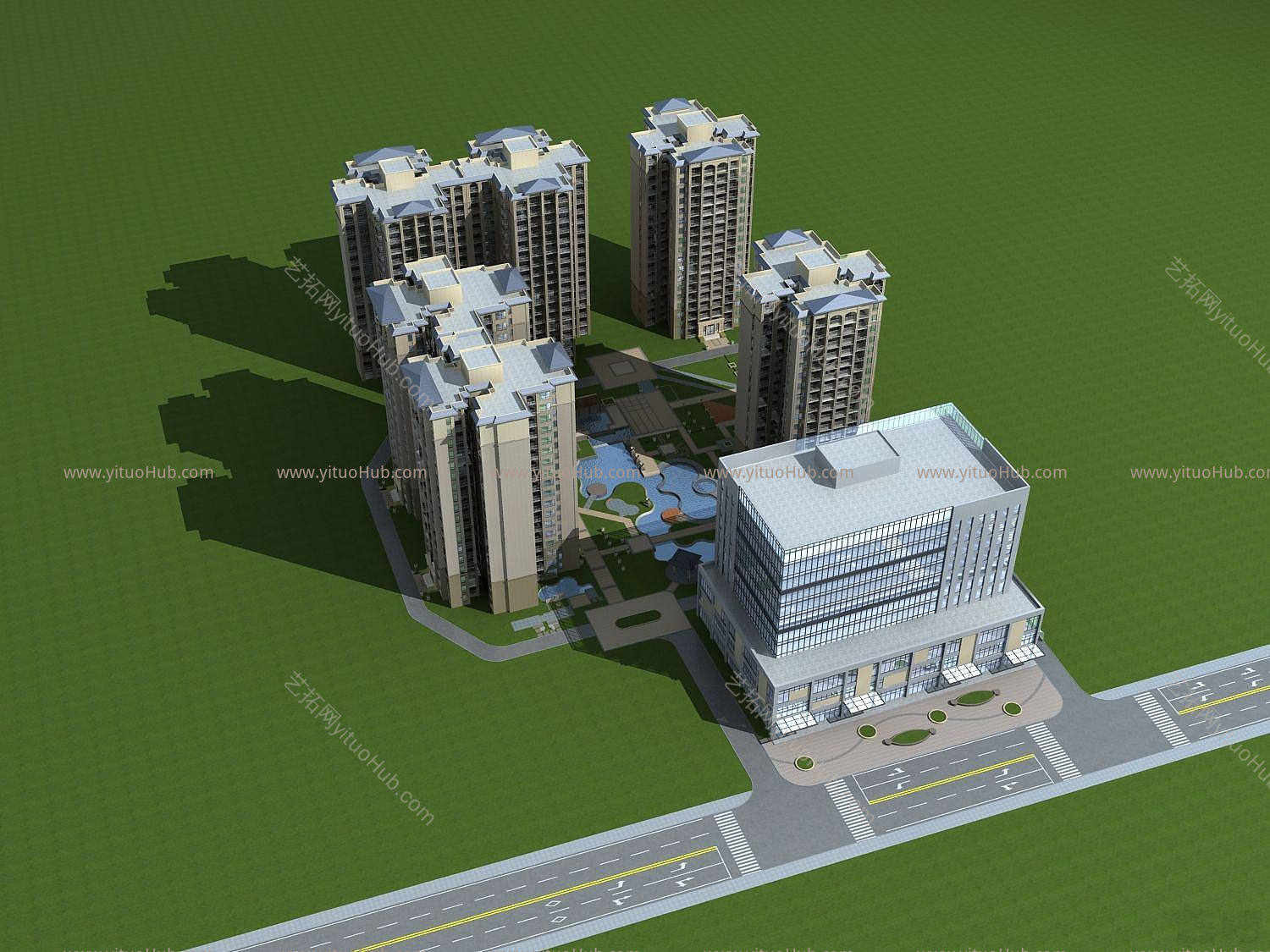 现代高层住宅小区模型