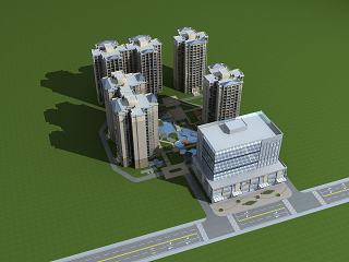 现代高层住宅小区模型
