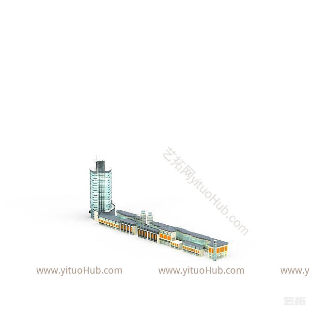 现代办公建筑群模型