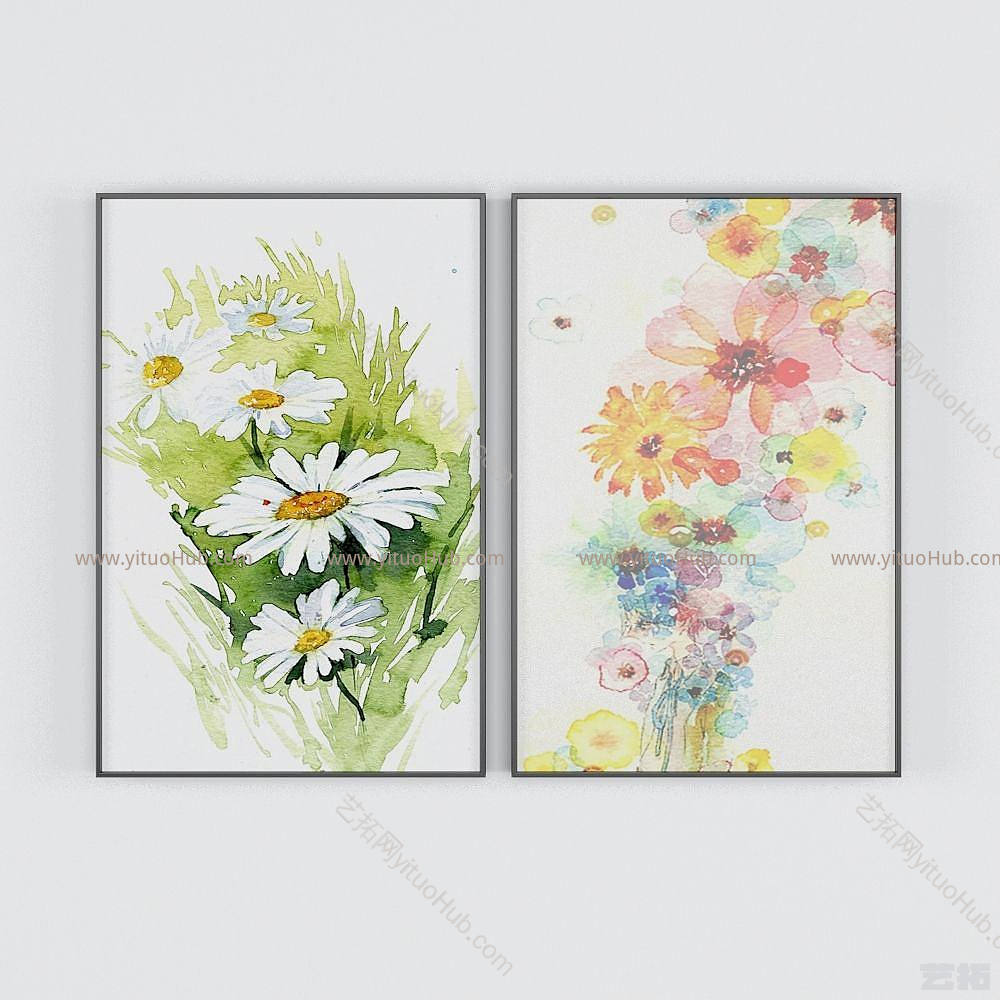 现代鲜花装饰画模型