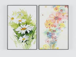 现代鲜花装饰画模型