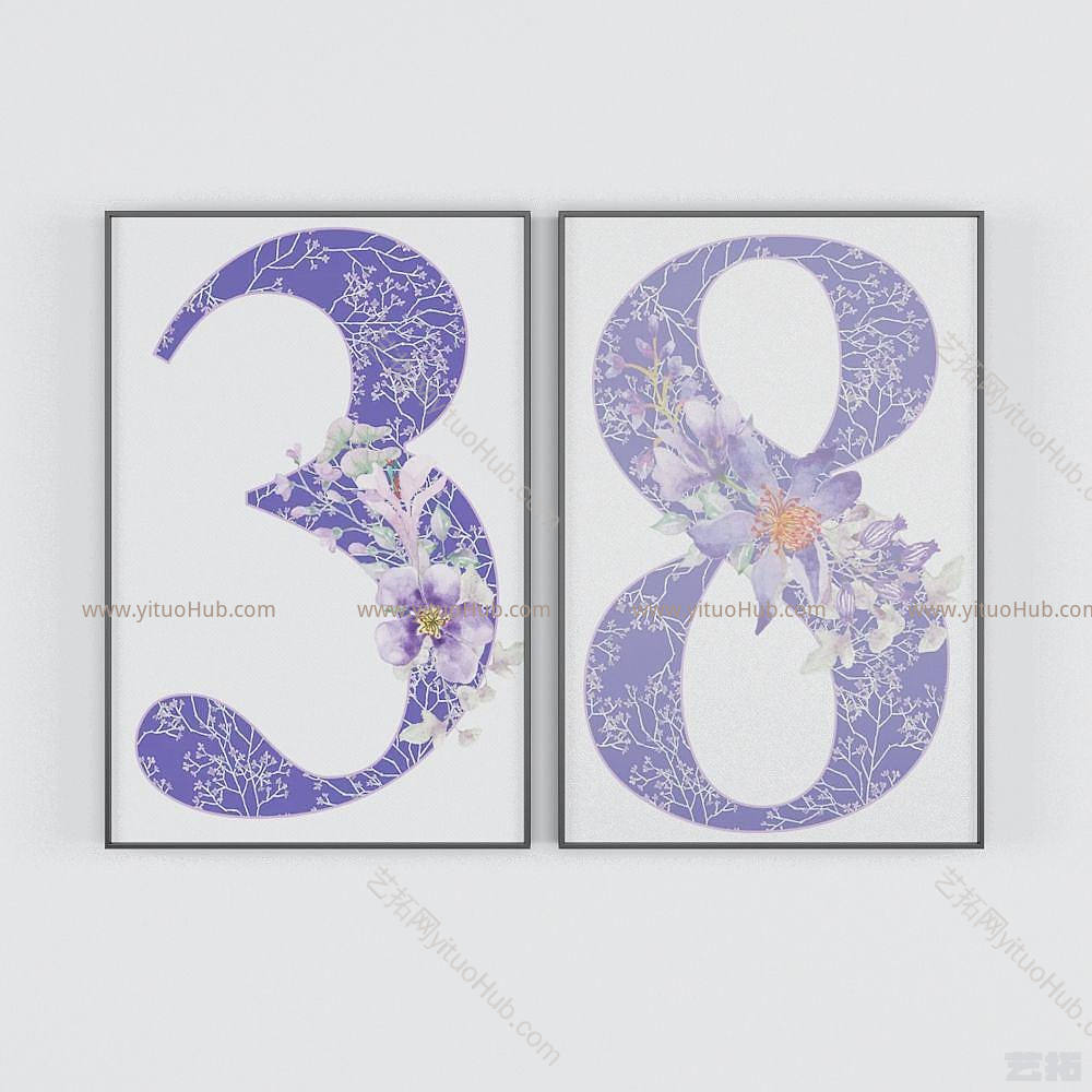 现代艺术数字装饰画模型