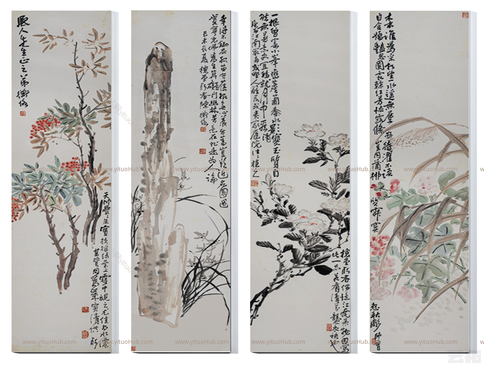 新中式人物金陵十三钗四拼画挂画组合