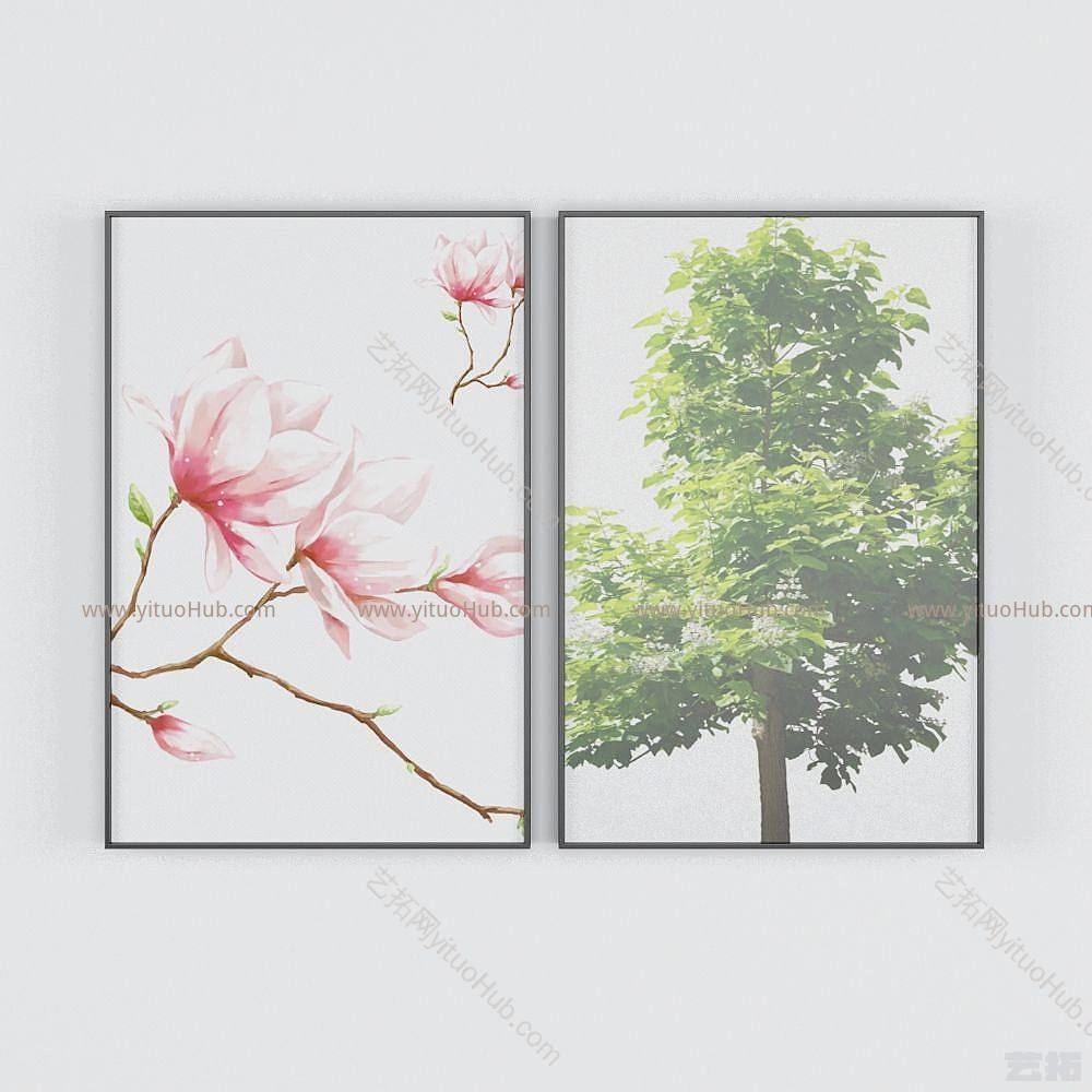 现代鲜花装饰画模型