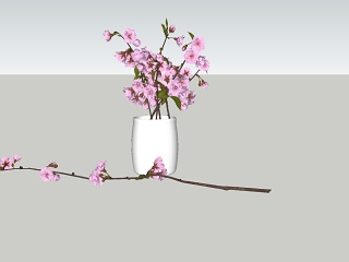 桃花 插花花瓶模型