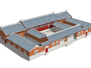 中式古建筑四合院住宅建筑