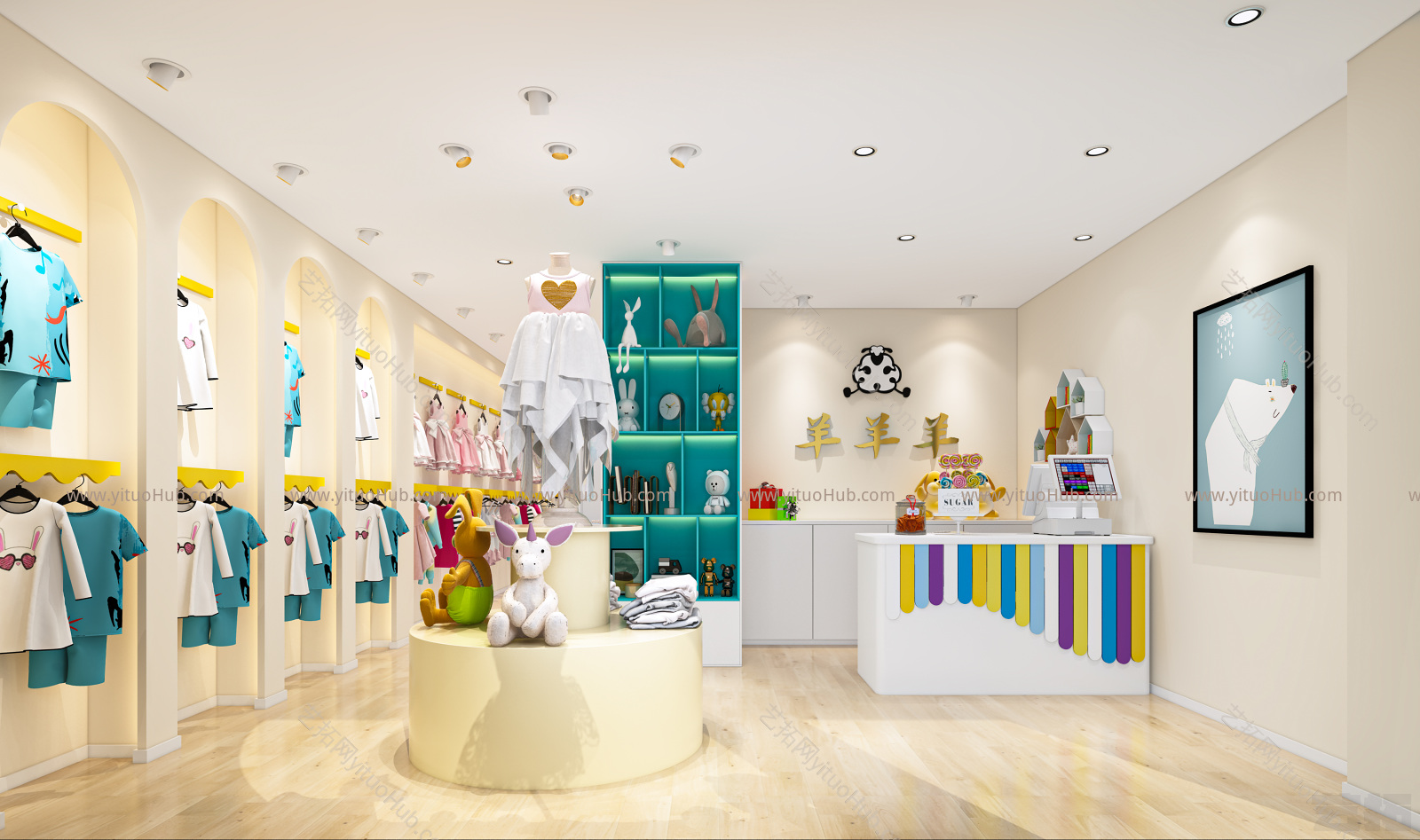 现代服装鞋店 童装店 积木