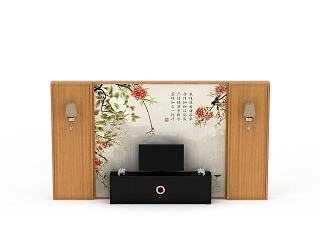 现代电视背景墙模型