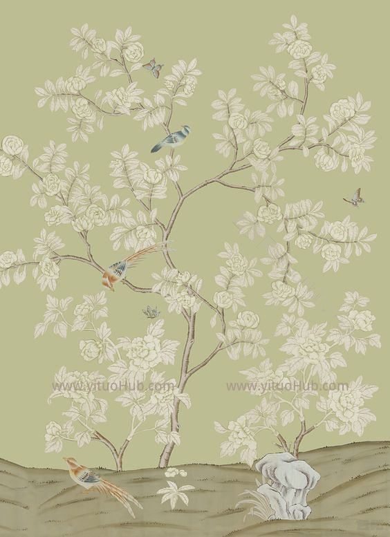 中式欧式田园花鸟壁纸壁画壁布背景画 (88)