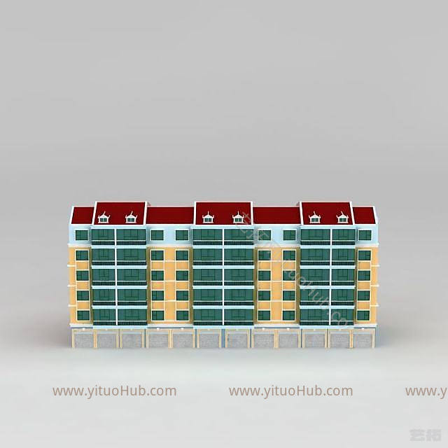 现代小区住宅楼模型