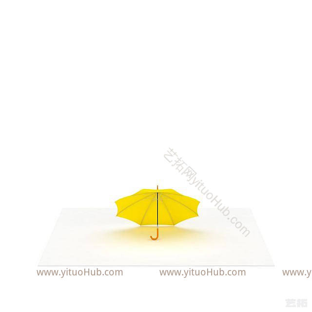 现代黄色雨伞模型