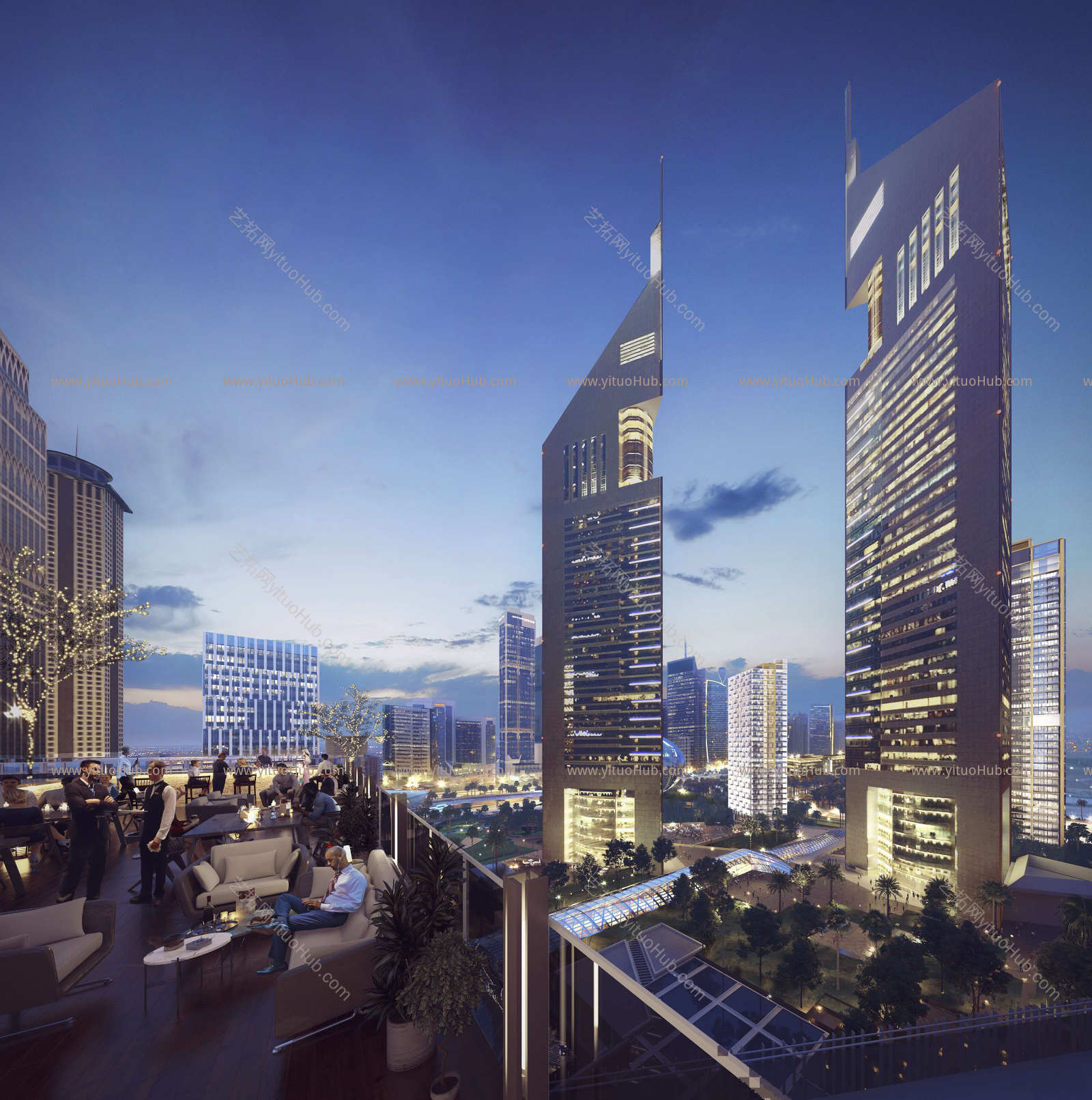 高楼建筑群外观效果图