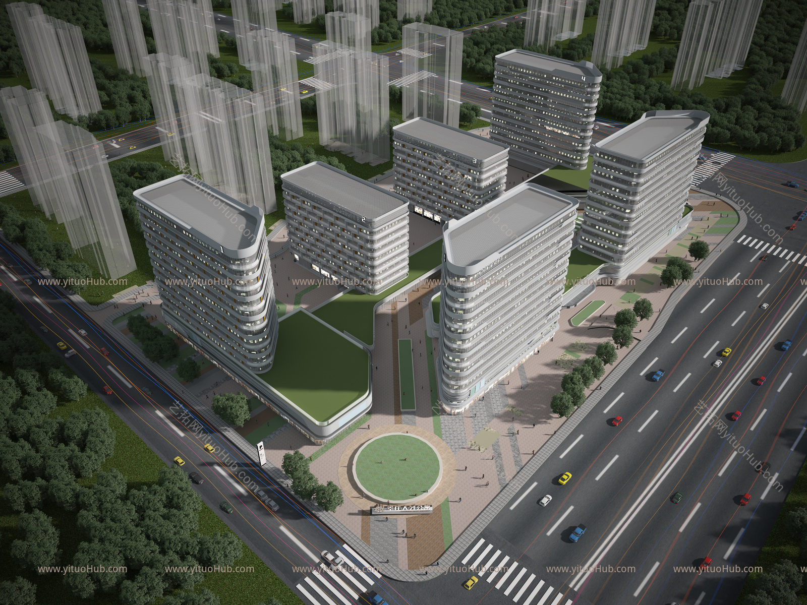现代商业住宅鸟瞰