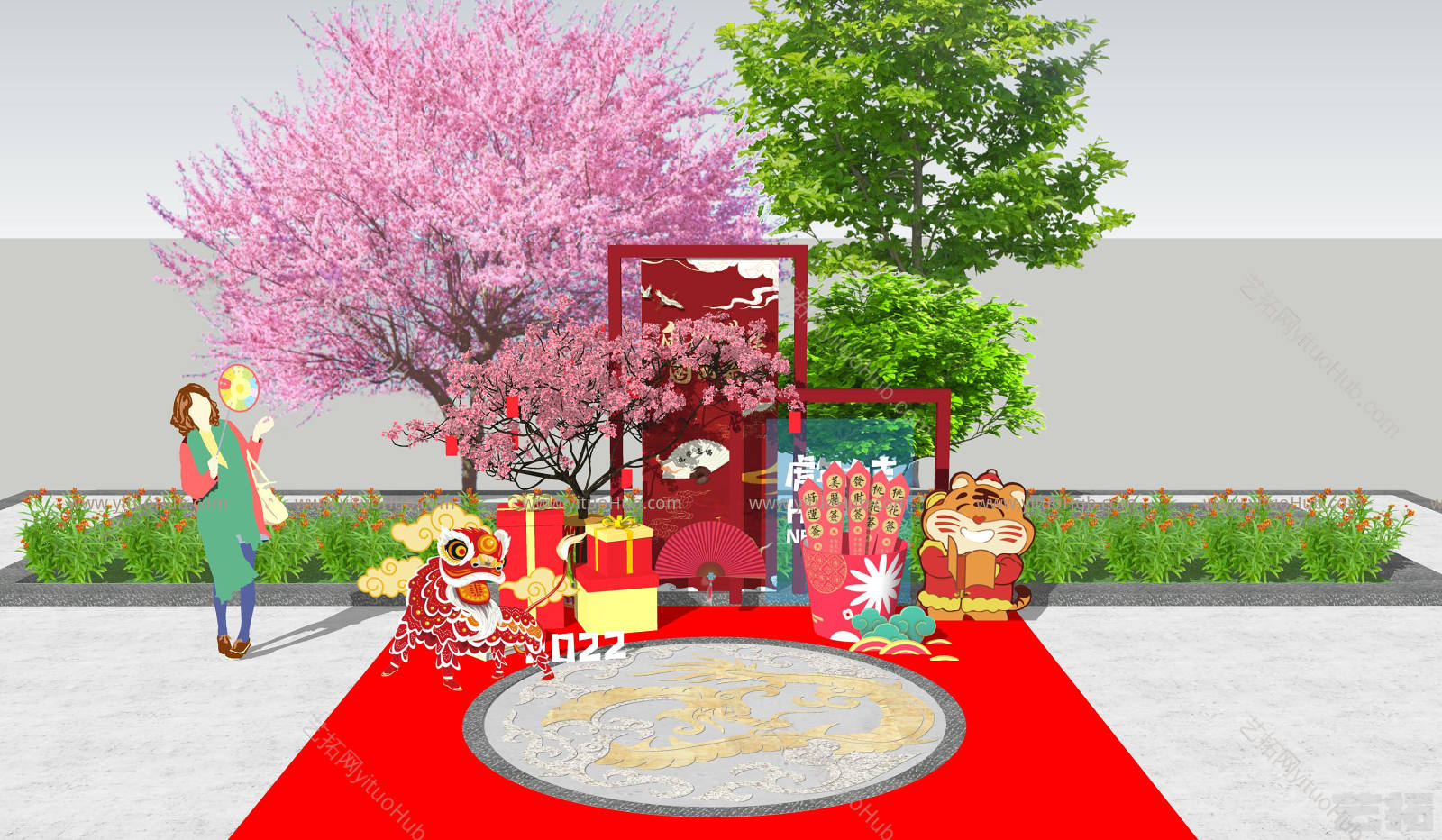 现代虎年国潮新年美陈