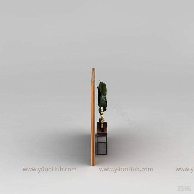 现代朽木背景墙玄关台组合模型