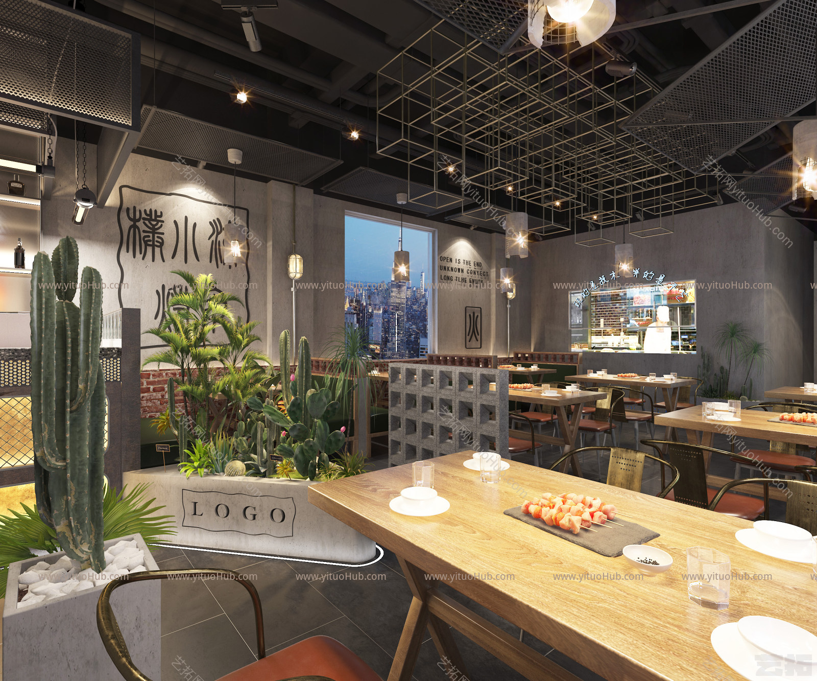 工业风烧烤店