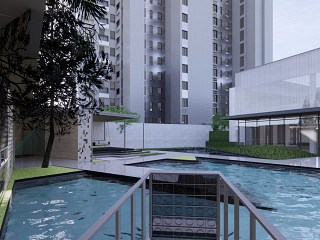 现代示范区展示区 中南世纪云辰入口水景庭院模型