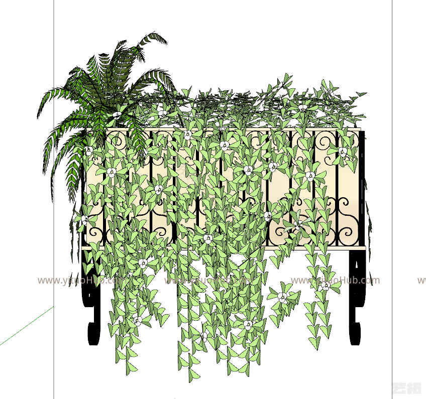 吊栏植物绿色吊篮植物藤蔓植物