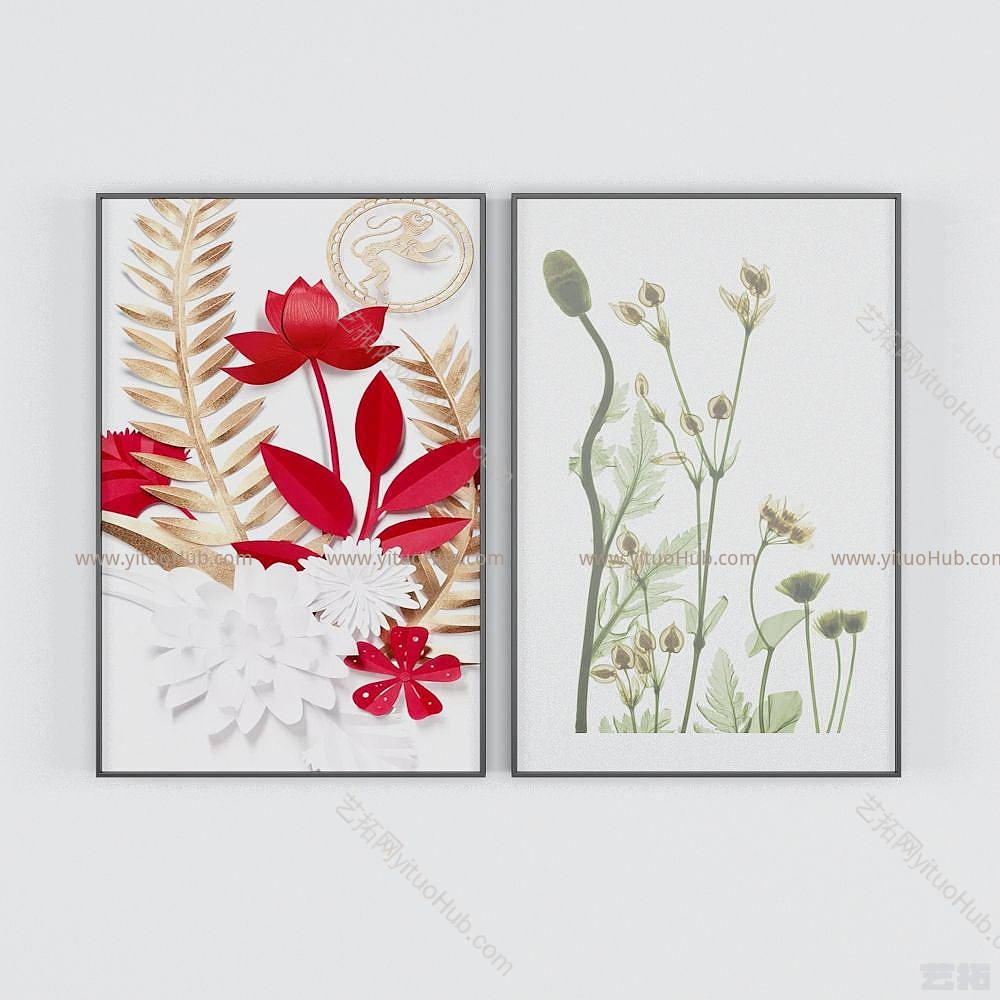 现代鲜花装饰画模型
