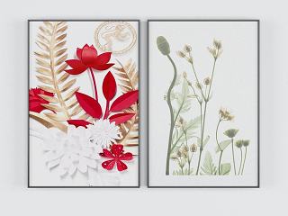 现代鲜花装饰画模型