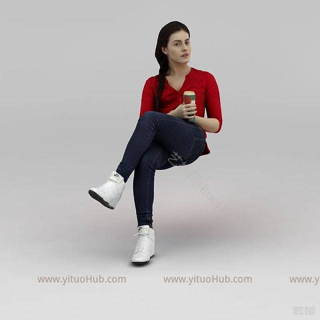 现代坐着的女人模型