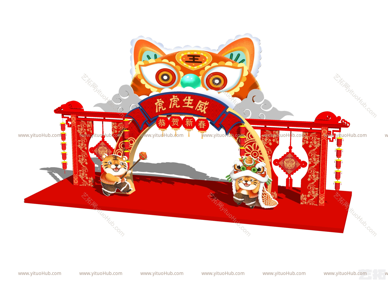新中式虎年美陈