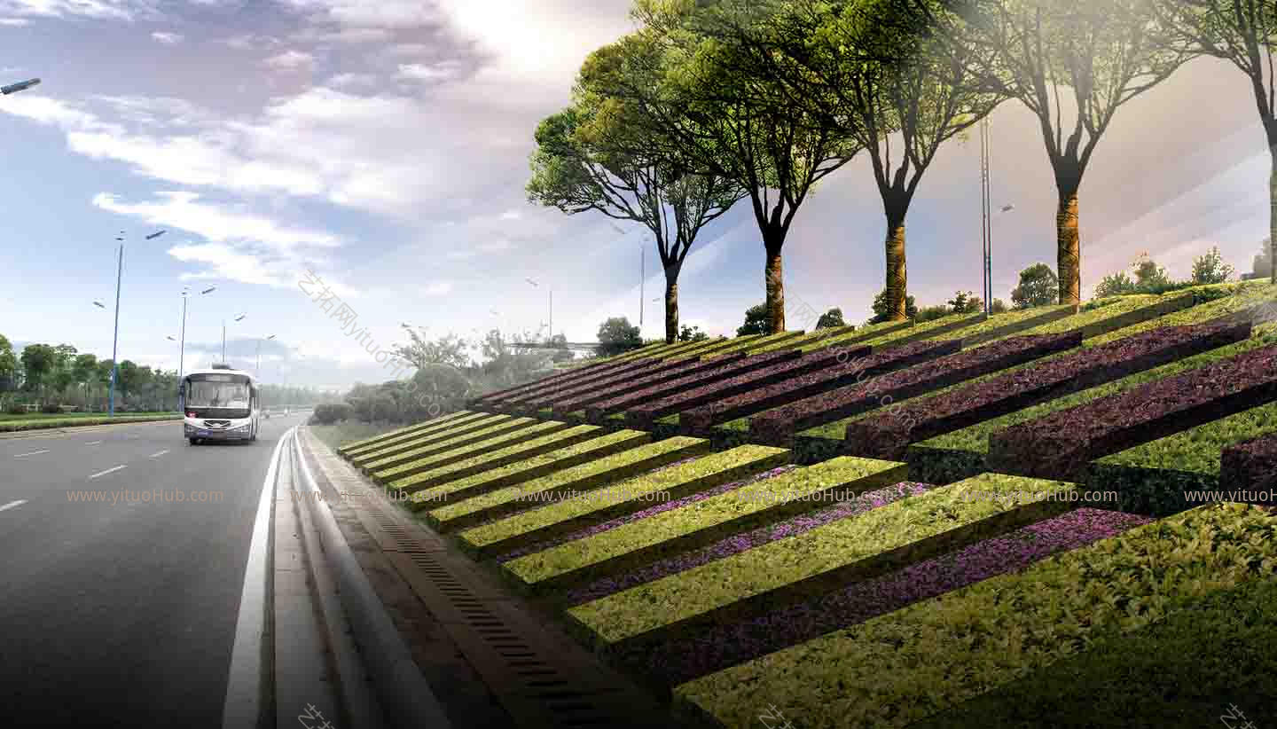 道路绿化景观效果图