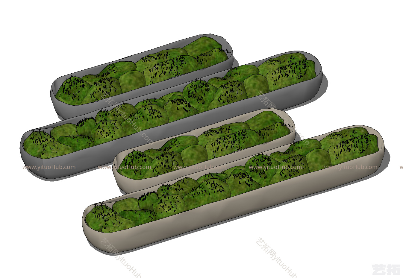 现代苔藓盆栽，花槽，植物绿植