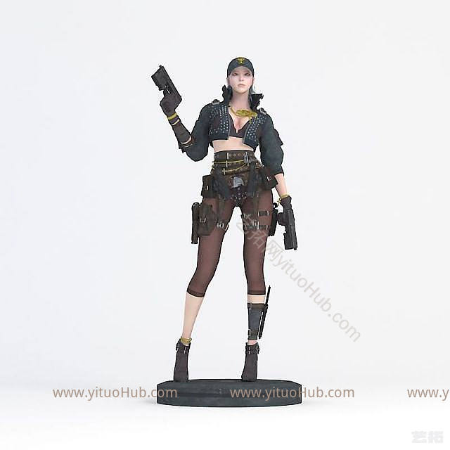 现代游戏角色美女模型