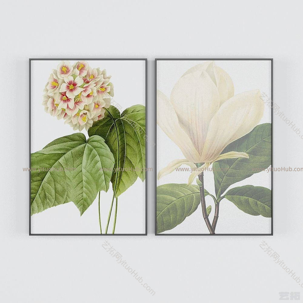 现代鲜花装饰画模型