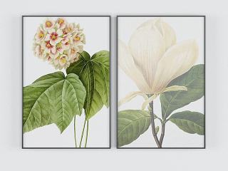 现代鲜花装饰画模型