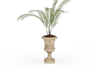 现代公园装饰盆花模型