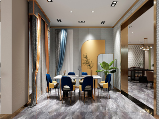现代窗帘店 吊灯 桌椅