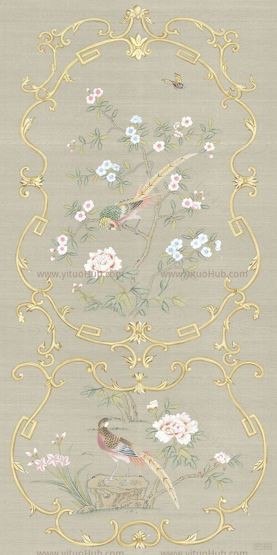 欧式法式古典花纹大花壁纸贴图布料(397)