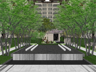现代小区景观SU模型
