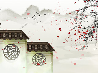 传统建筑墙檐屋檐插画背景