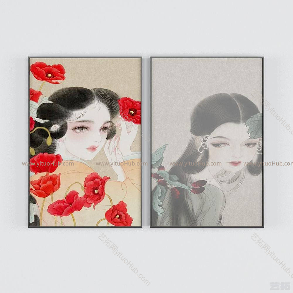 现代卡通人物装饰画模型