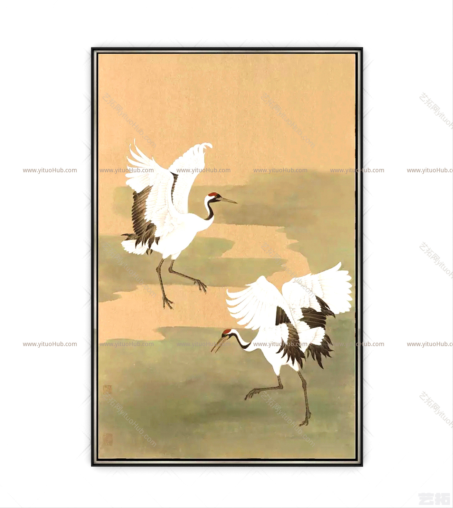 新中式白鹤展翅玄关挂画