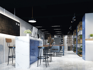 理发店，美发店，洗发店，服务台，吧台，储物柜隔断，理发台