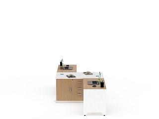 现代办公室桌子模型