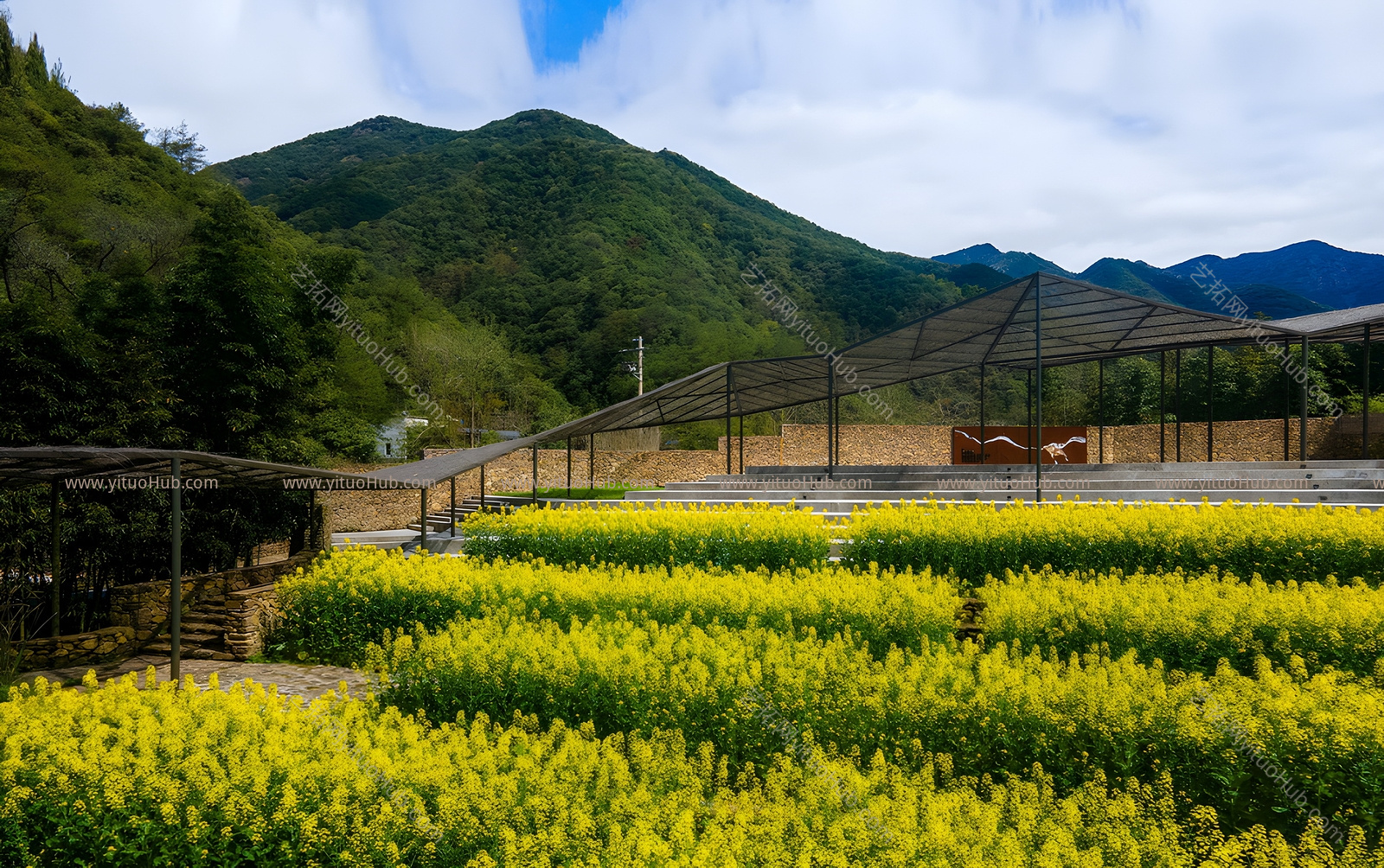 中式龙泉市棋盘山公园景观