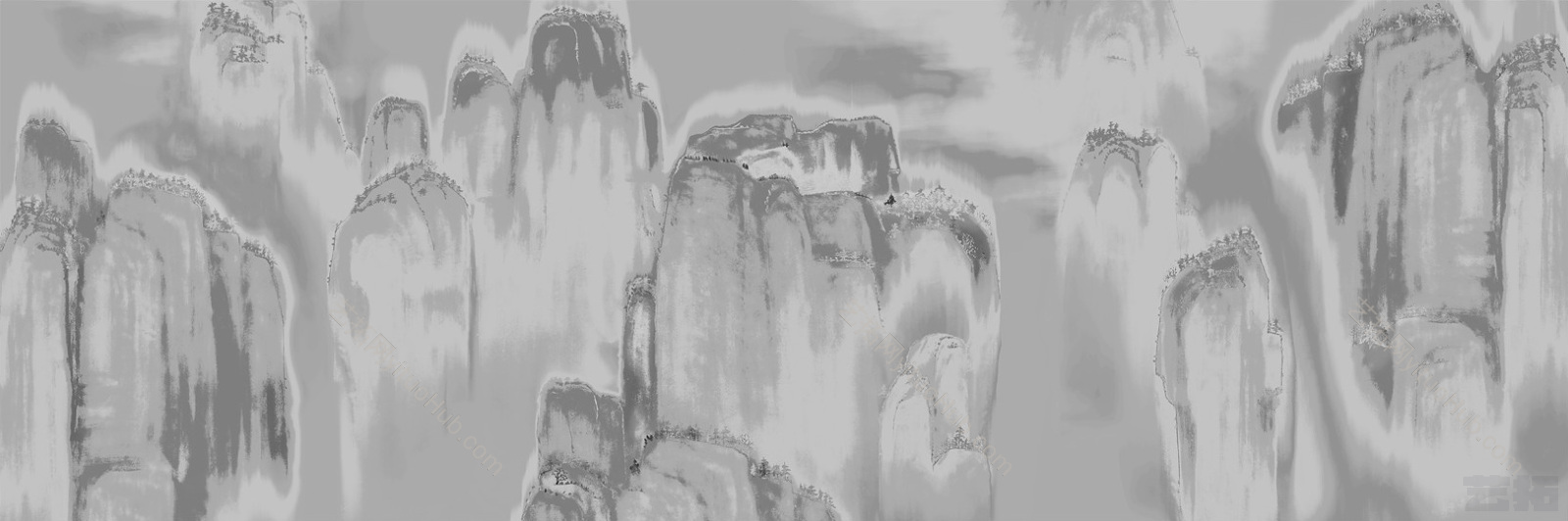 新中式水墨山脉背景屏风画 壁纸壁布 (18)